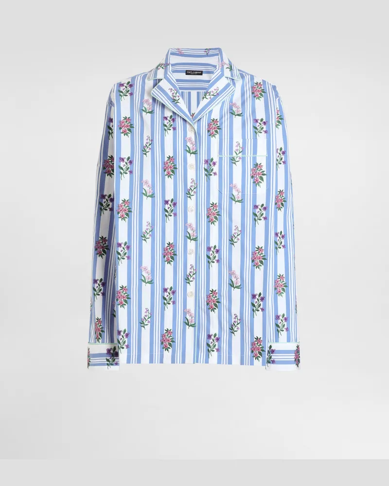 Dolce & Gabbana Poplin Shirt With Flower Embroidery - Frau Blusen Und Tops Mehrfarbig Multicolor