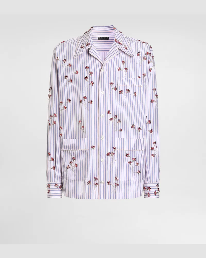 Dolce & Gabbana Cotton And Silk Vanity Shirt With Embroidery - Mann Hemden Mehrfarbig Multicolor