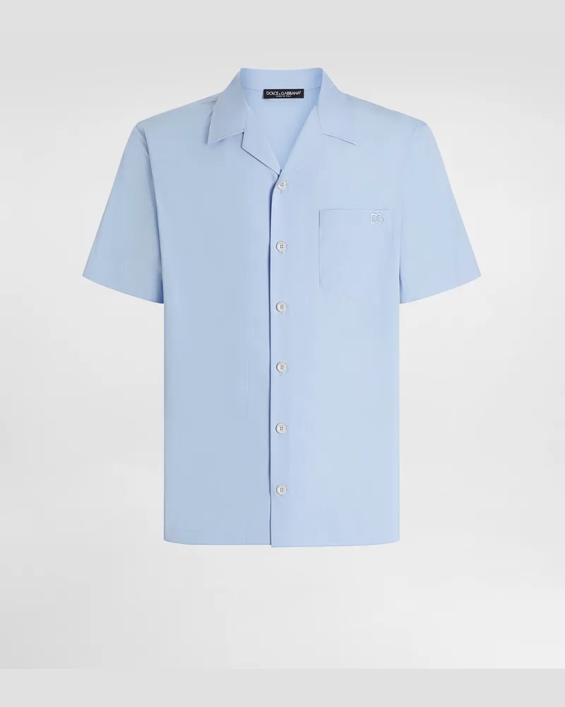 Dolce & Gabbana Hawaii Cotton Shirt - Mann Hemden Azure Azure