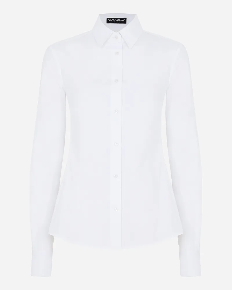 Dolce & Gabbana Bluse Aus Stretch-popeline - Frau Blusen Und Tops Wei� Baumwolle Weiss