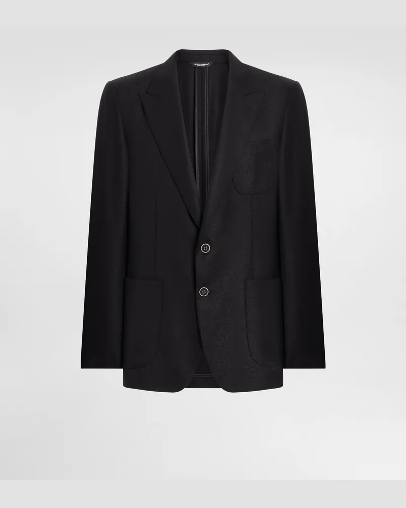 Dolce & Gabbana Einreihige Jacke Aus Wolle - Mann Anzüge Und Blazer Schwarz Schwarz