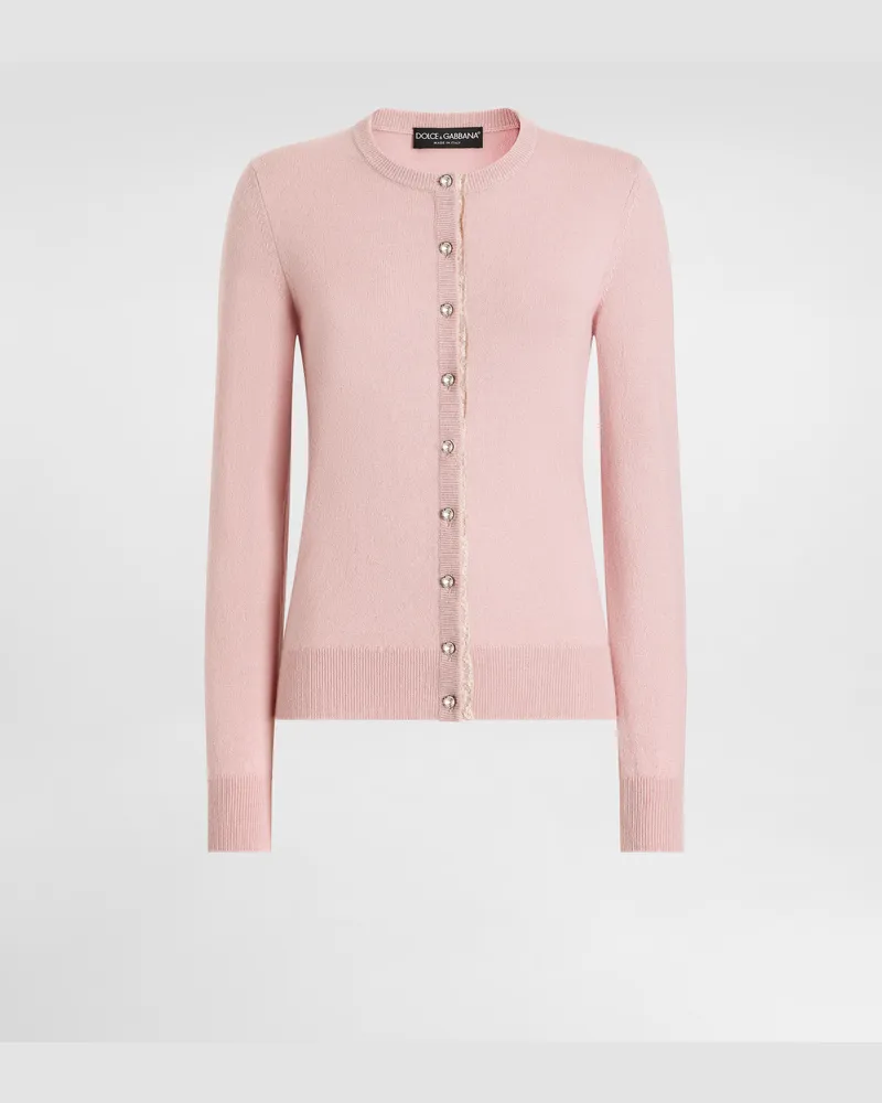 Dolce & Gabbana Cashmere Cardigan With Jewel Buttons - Frau Strickwaren Rosa Rosa