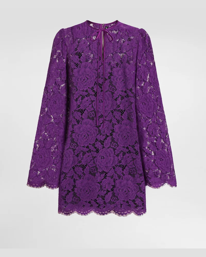 Dolce & Gabbana Cordonetto Lace Short Dress - Frau Kleider Purple Purple