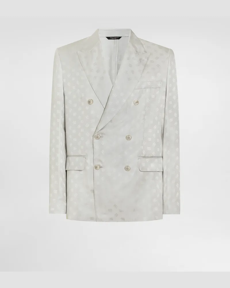 Dolce & Gabbana Zweireihige Jacke Sicilia Light Aus Seidenjacquard - Mann Anzüge Und Blazer Grau Grau