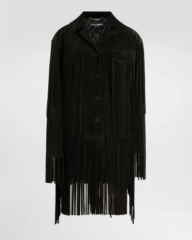 Dolce & Gabbana Split Leather Jacket - Frau Blazer Schwarz Black