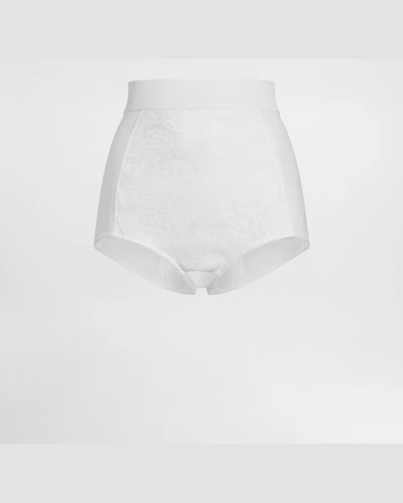 Dolce & Gabbana Panty Aus Jacquard-miederstoff Und Satin - Frau Hosen Und Shorts Wei� Satin Weiss