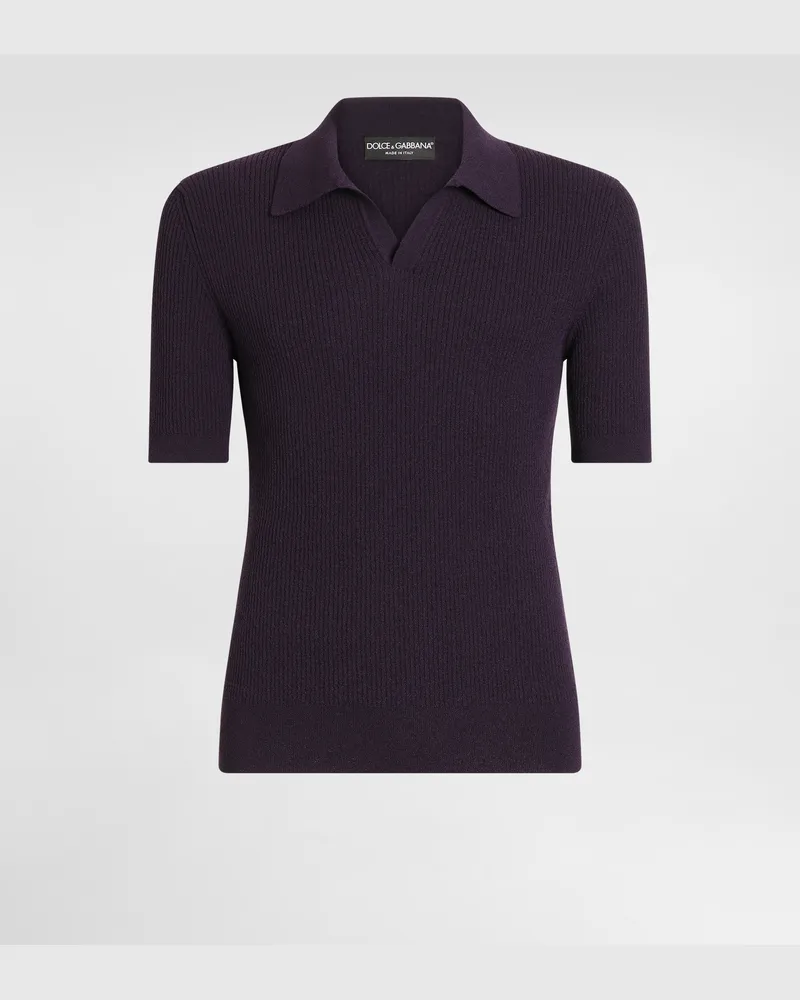 Dolce & Gabbana Poloshirt Aus Rippstrick - Mann Strickwaren Blau Blau