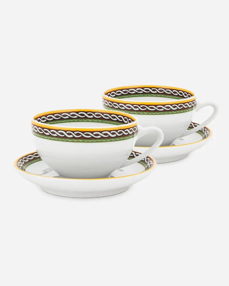 Dolce & Gabbana 2er-set Teetassen Mit Untertasse Aus Porzellan - Teetassen Mehrfarbig Mehrfarbig