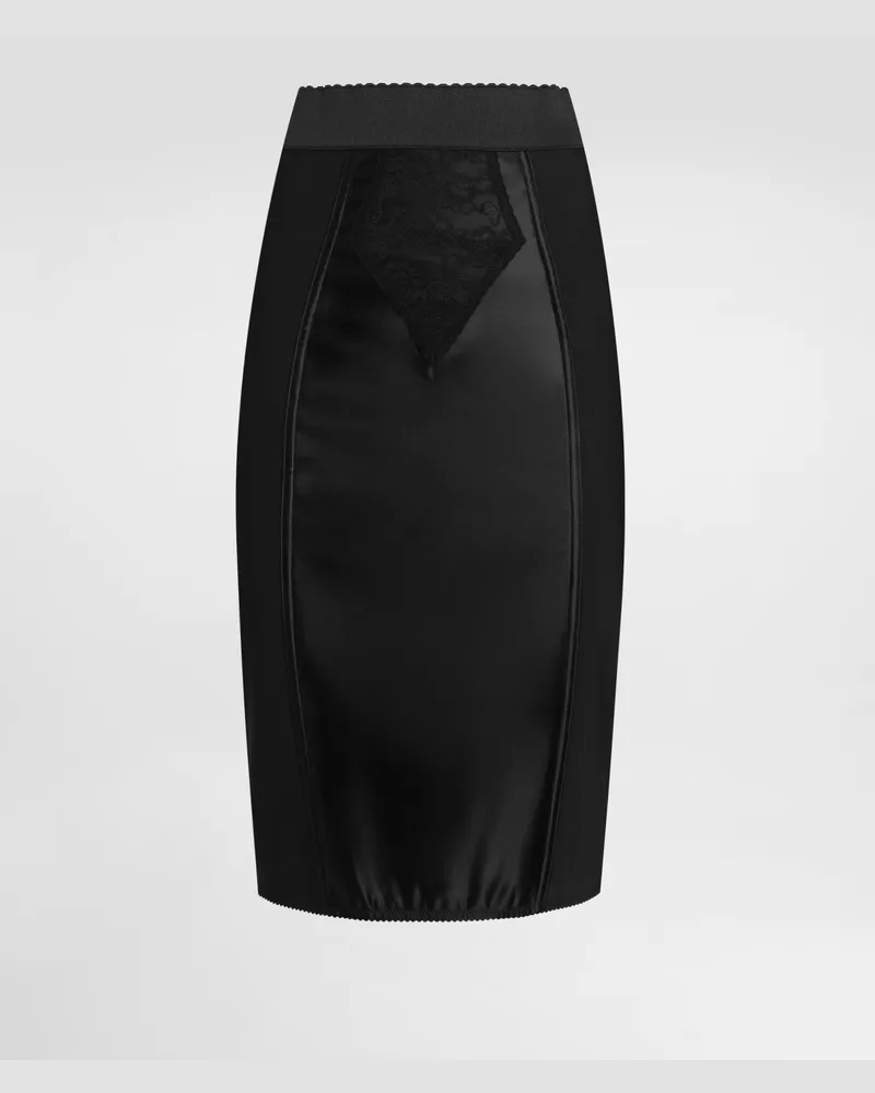 Dolce & Gabbana Midirock Aus Satin Und Powernet - Frau Röcke Schwarz Stoff Schwarz
