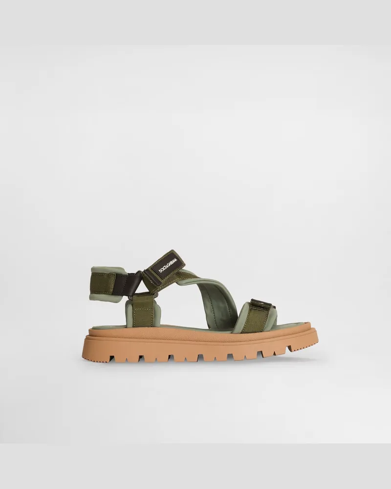 Dolce & Gabbana Fabric And Nappa Calfskin Sandals - Mann Collection Grün Grün