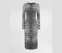 Longuette-schlauchkleid Aus Charmeuse Leoprint - Frau Kleider Drucken Seide