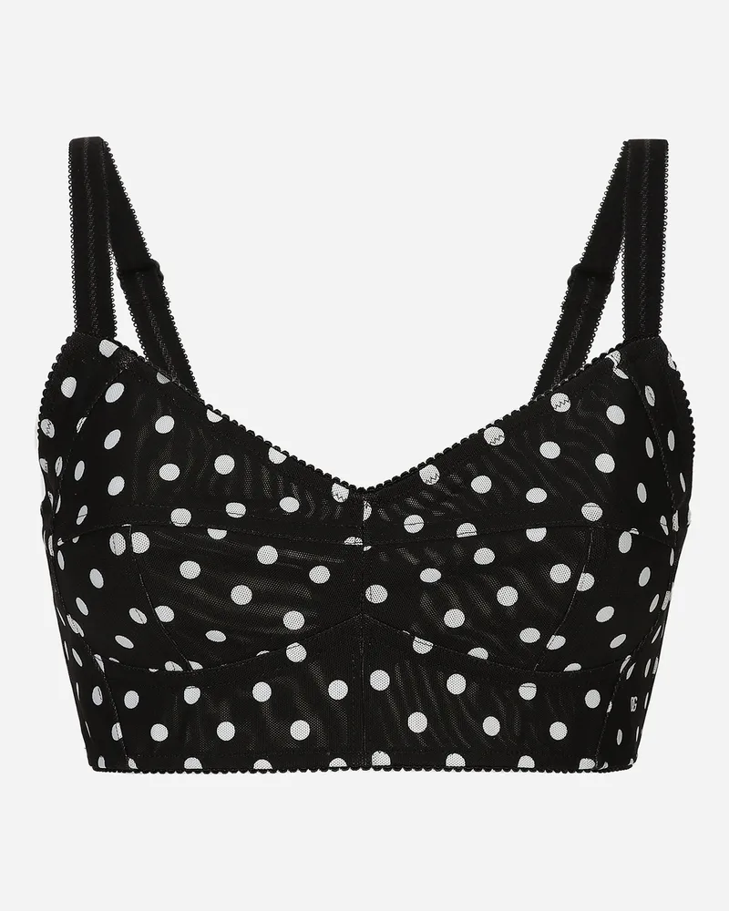 Dolce & Gabbana Bustier-top Aus Marquisette Punkteprint - Frau Blusen Und Tops Drucken Drucken
