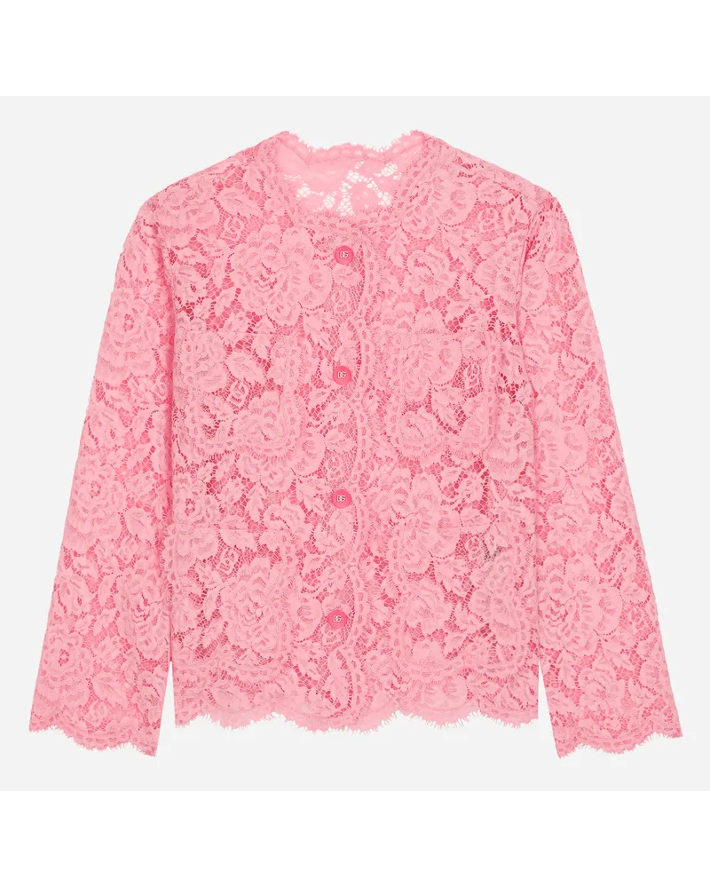 Dolce & Gabbana Einreihige Jacke aus Spitze Rosa