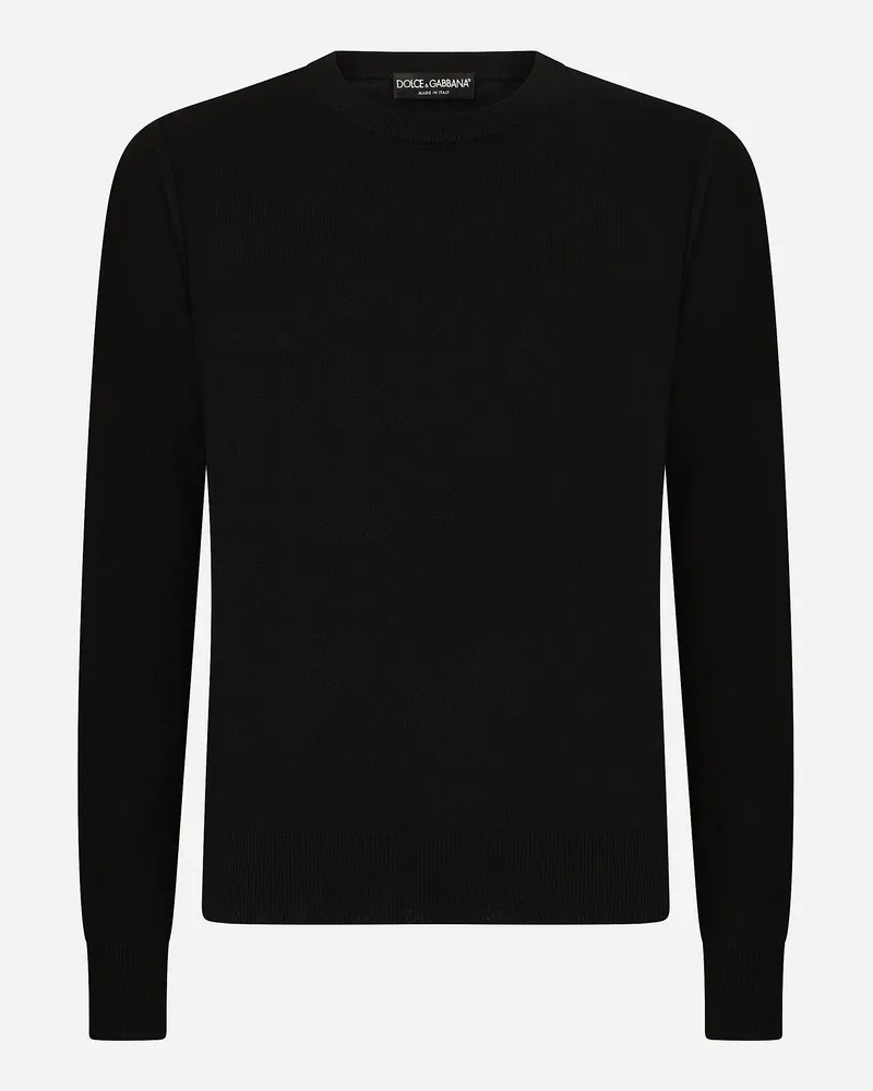 Dolce & Gabbana Rundhalspullover Aus Kaschmir - Mann Strickwaren Schwarz Schwarz
