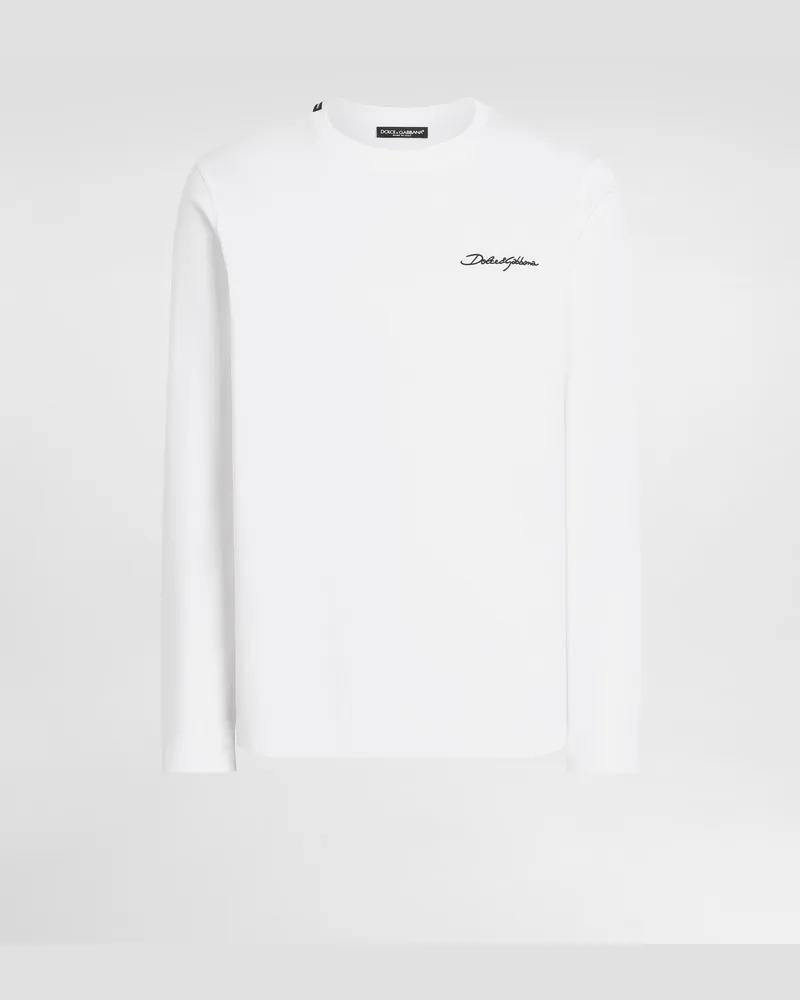 Dolce & Gabbana T-shirt Aus Baumwolle Mit Stickerei - Mann T-shirts Und Polos Wei Weiss
