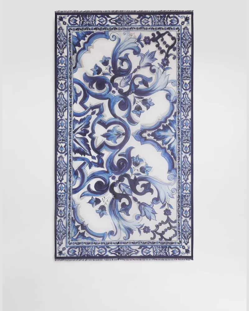 Dolce & Gabbana DG EXCLUSIVE  Pareo Aus Baumwolle Mit Majolika-print - Frau Bademode Drucken Baumwolle Drucken