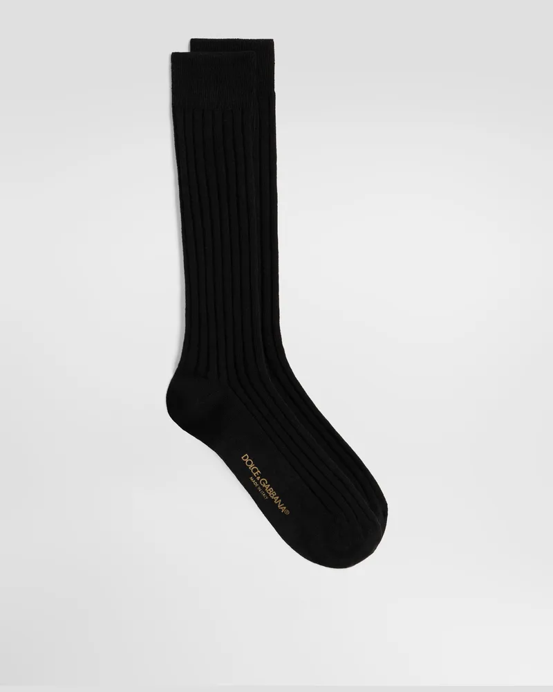 Dolce & Gabbana Socken Aus Wolle In Rippoptik - Frau Collection Schwarz Schwarz