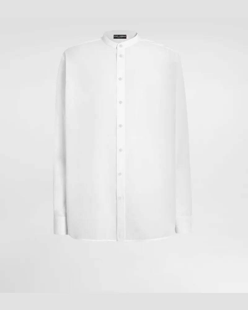 Dolce & Gabbana Stehkragenhemd Aus Baumwollstoff - Mann Hemden Wei Weiss