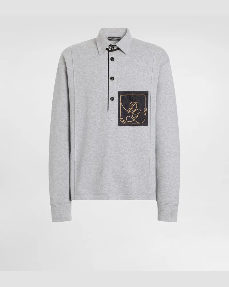 Dolce & Gabbana Sweatshirt Aus Baumwolle In Melierter Optik - Mann Sweatshirts Grau Grau