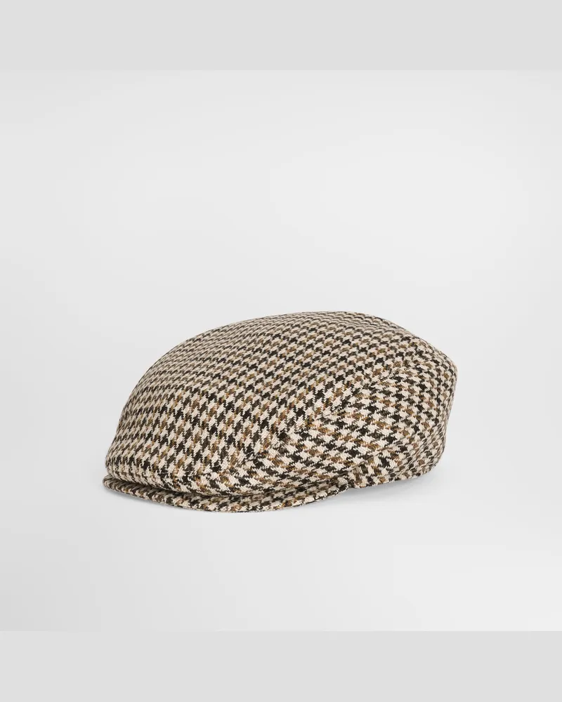 Dolce & Gabbana Houndstooth Wool Flat Cap - Mann Collection 