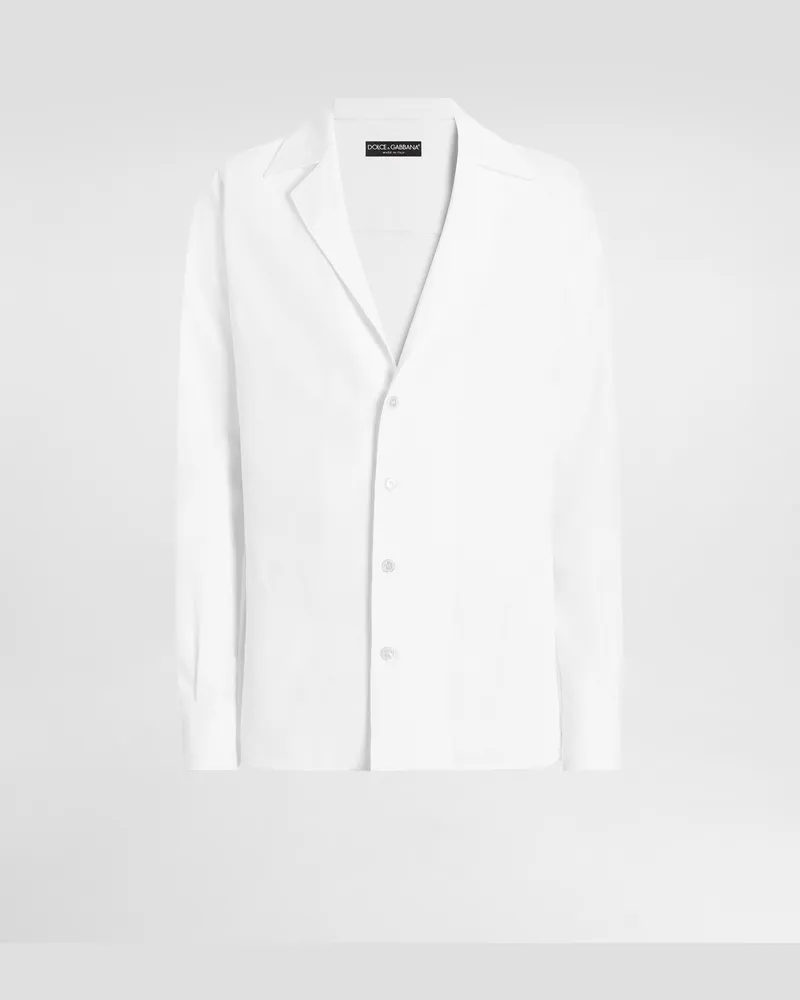Dolce & Gabbana Langarmhemd Mit V-ausschnitt Aus Leinenstoff - Mann Hemden Wei Weiss