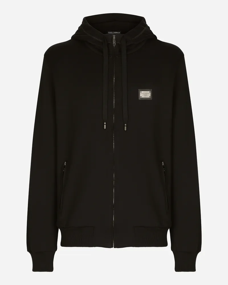 Dolce & Gabbana Jersey-sweatshirt Mit Kapuze Und Reißverschluss - Mann Sweatshirts Schwarz Baumwolle Schwarz