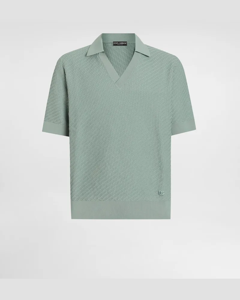 Dolce & Gabbana Micro-dot Stitch Polo Shirt - Mann Strickwaren Multicolor Multicolor