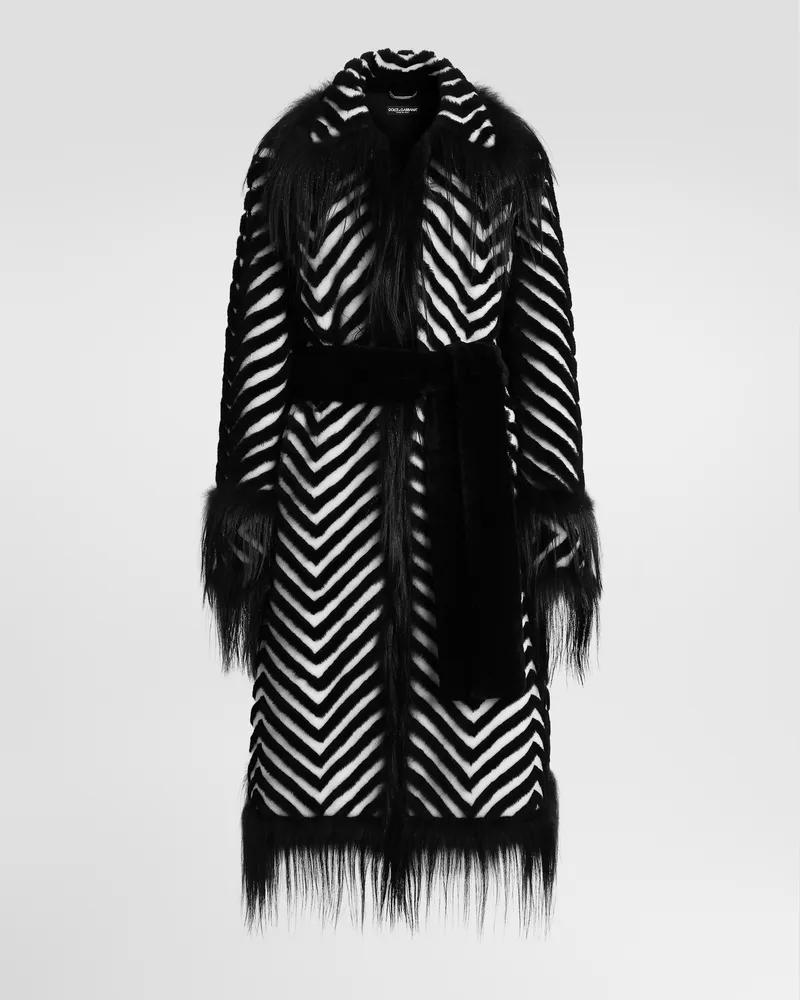 Dolce & Gabbana Mantel Aus Shearling - Frau Collection Mehrfarbig Mehrfarbig