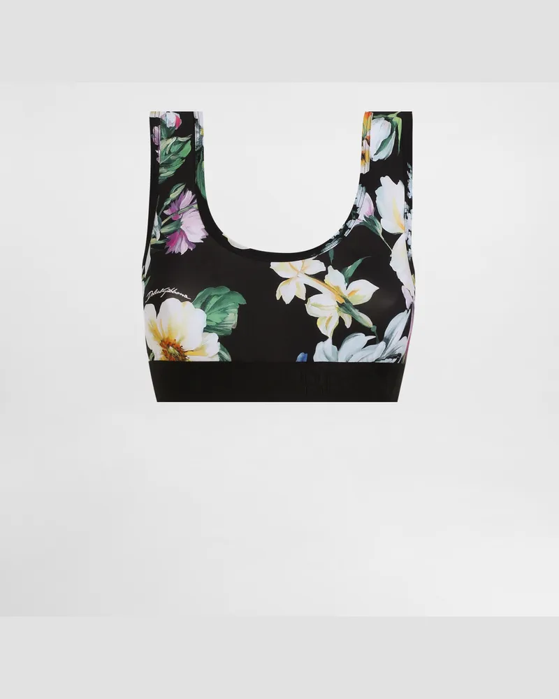 Dolce & Gabbana Activewear-bh-top Aus Jersey Blumenprint - Frau Blusen Und Tops Drucken Drucken