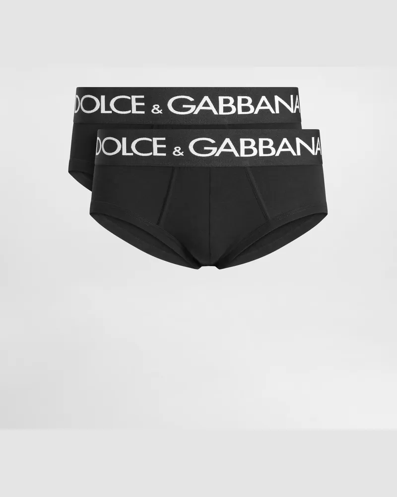 Dolce & Gabbana Slip Brando 2-pack - Mann Unterwäsche Und Loungewear Schwarz Baumwolle Schwarz