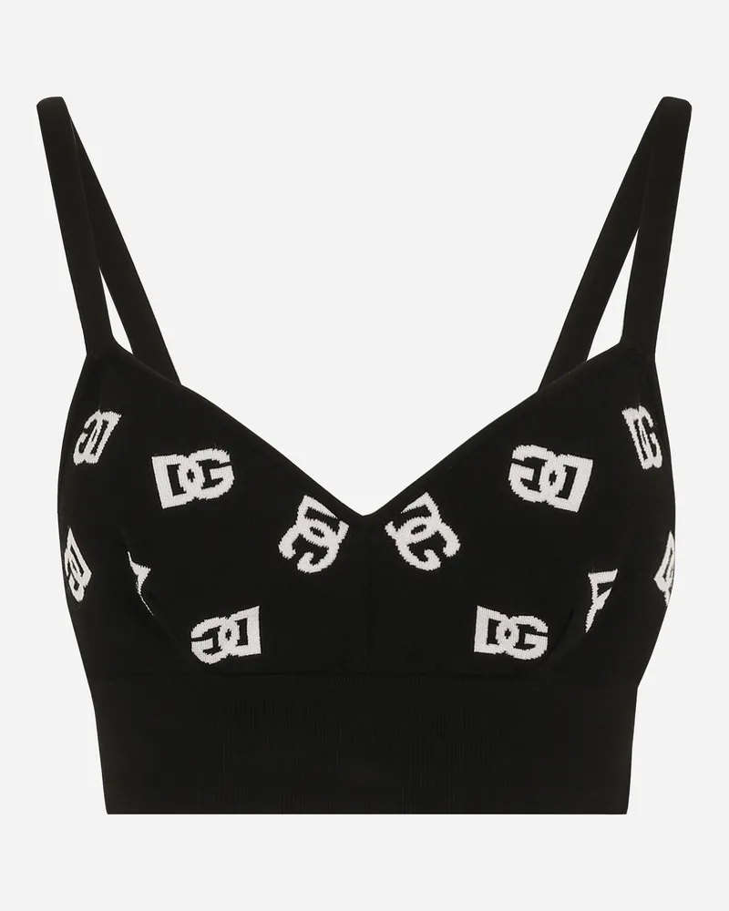 Dolce & Gabbana Bh-top Aus Viskose Dg-jacquardlogo - Frau Strickwaren Mehrfarbig Print