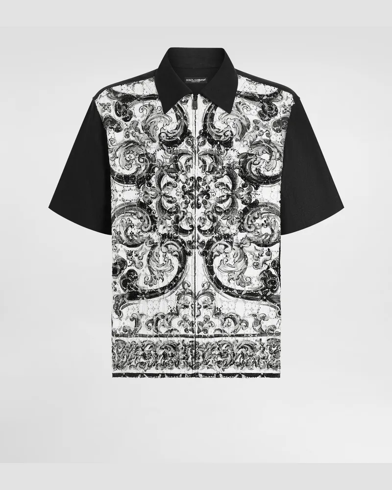 Dolce & Gabbana Hawaiihemd Aus Häkelspitze Mit Majolika-print - Mann Hemden Mehrfarbig Mehrfarbig