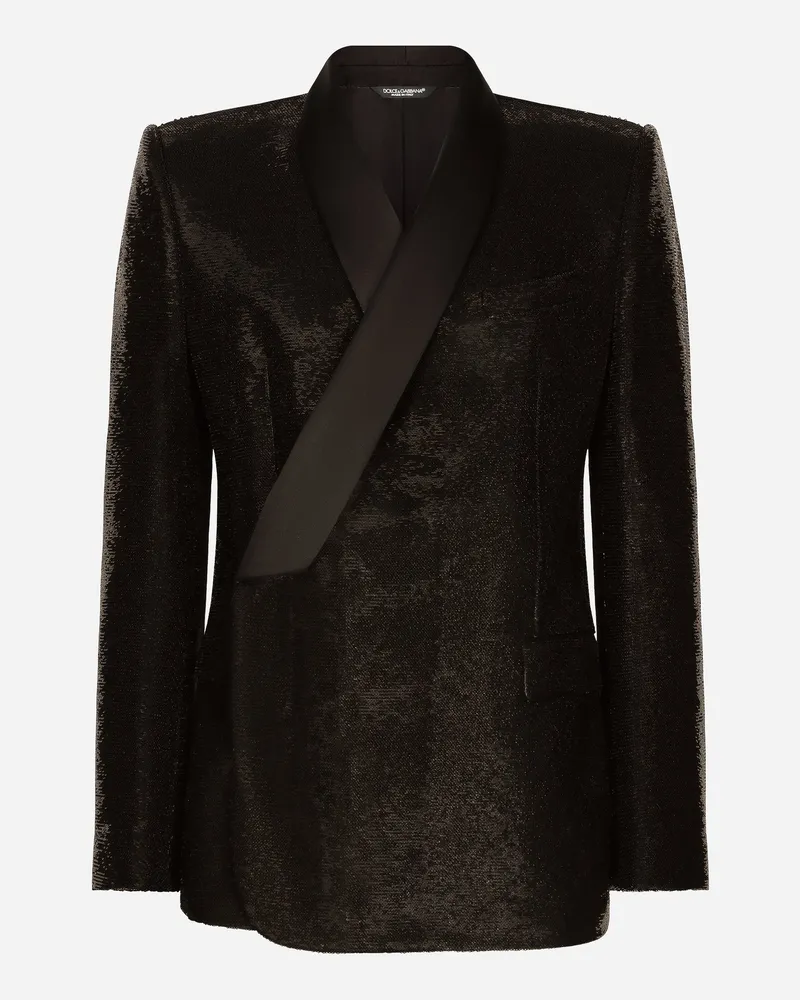 Dolce & Gabbana Zweireihige Smokingjacke Sicilia Aus Pailletten - Mann Anzüge Und Blazer Schwarz Pailletten Schwarz