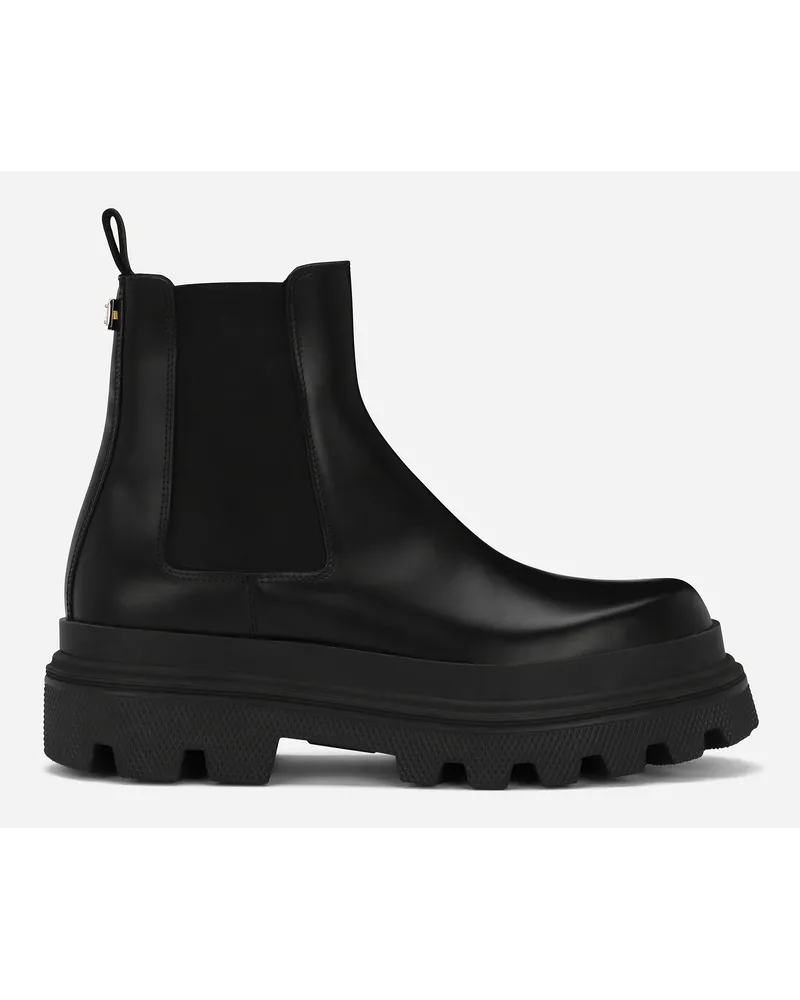 Dolce & Gabbana Chelsea Boot aus gebürstetem Kalbsleder Schwarz