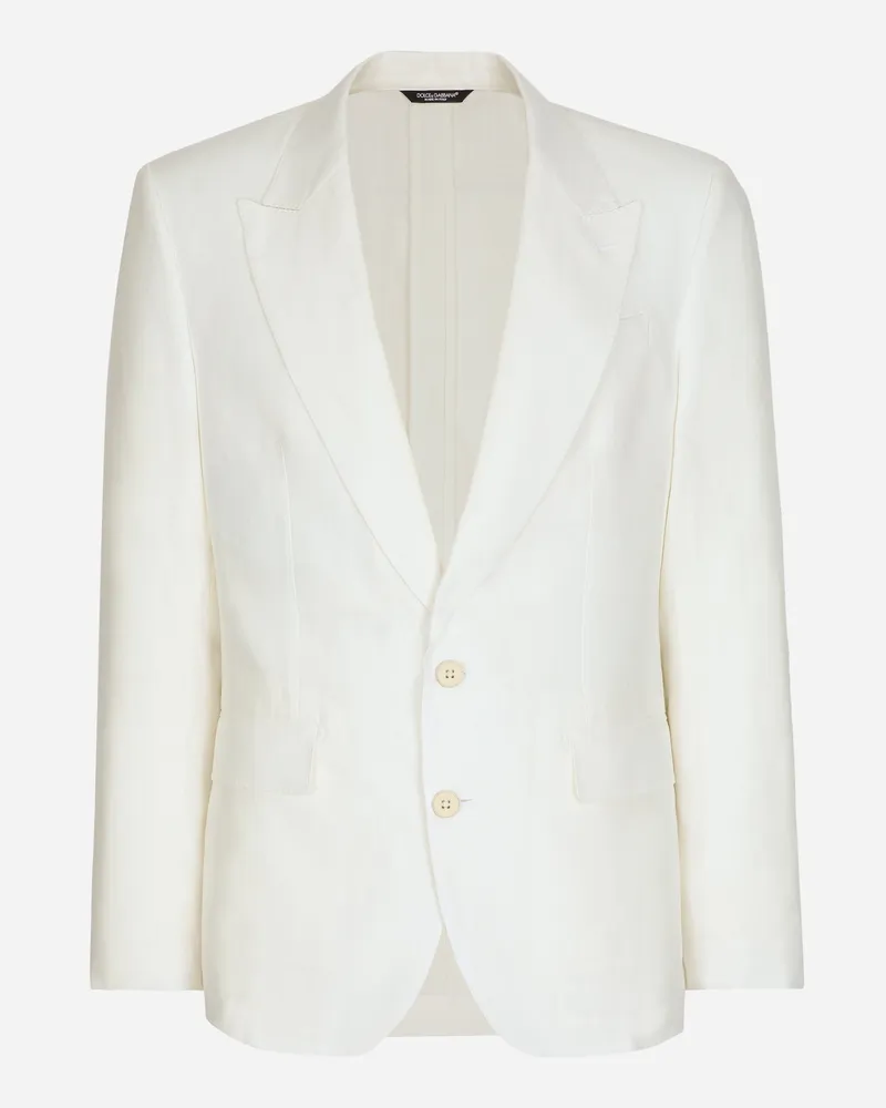Dolce & Gabbana Einreihige Jacke Sicilia Aus Leinen - Mann Anzüge Und Blazer Wei Weiss