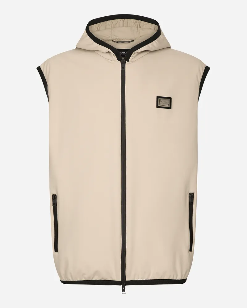 Dolce & Gabbana Weste Aus Jersey Mit Kapuze - Mann Mäntel Und Jacken Beige Beige