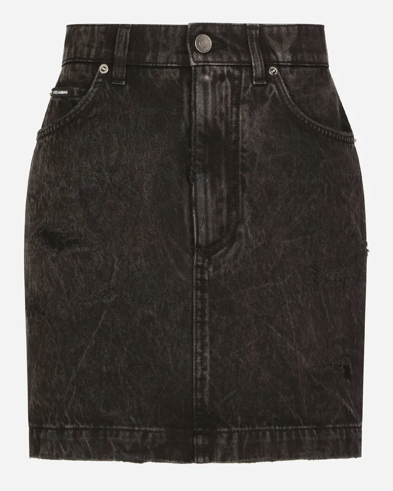 Dolce & Gabbana Minirock Aus Gewaschenem Denim - Frau Röcke Mehrfarbig Mehrfarbig