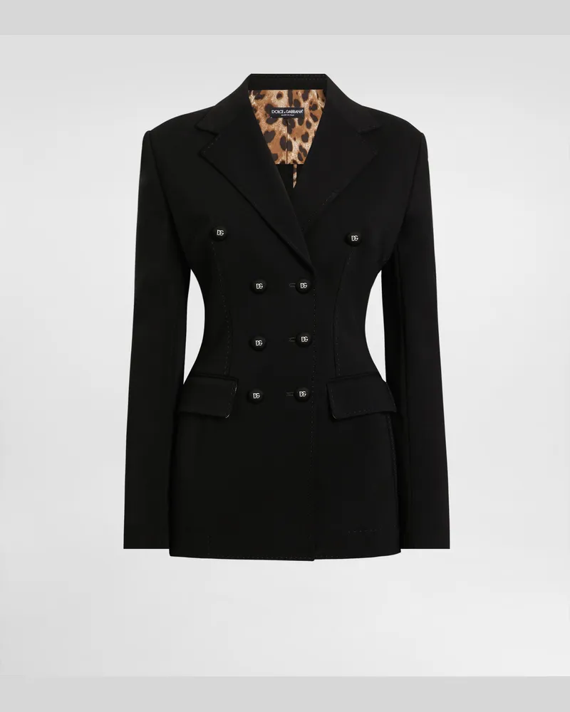 Dolce & Gabbana Zweireihige Turlington-jerseyjacke Aus Milano Ripp - Frau Blazer Schwarz Viskose Schwarz