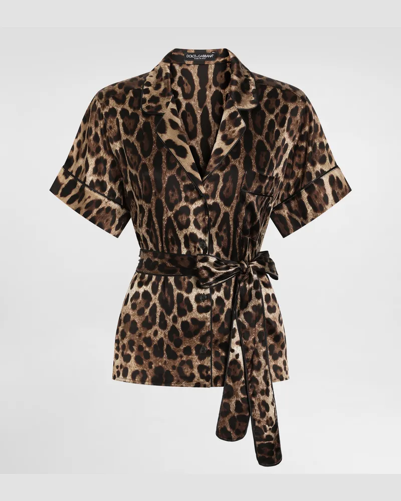Dolce & Gabbana Bluse Aus Seide Mit Gürtel - Frau Blusen Und Tops Animalprint Baumwolle Animal-print
