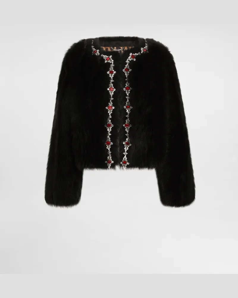 Dolce & Gabbana Jacke Aus Flauschigem Schaffell Mit Intarsie - Frau Blazer Braun Braun