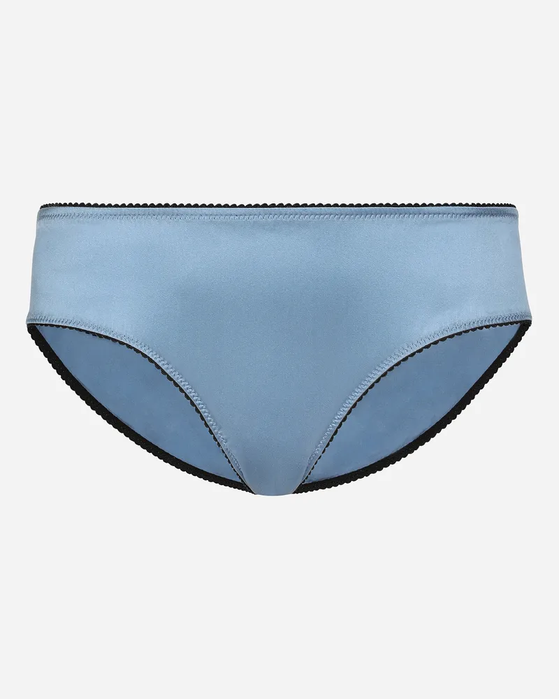 Dolce & Gabbana Slip Aus Satin - Frau Unterwäsche Hellblau Seide Hellblau
