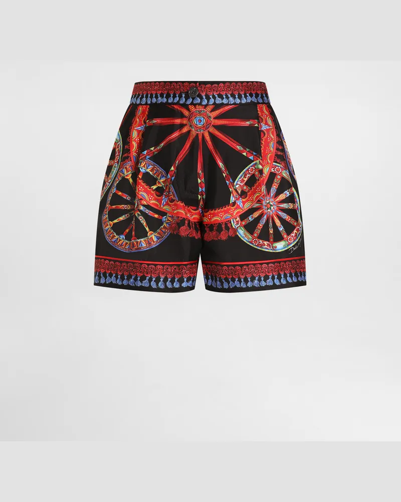 Dolce & Gabbana Bermuda-shorts Vanity Aus Seide Mit Carretto-print - Frau Hosen Und Shorts Mehrfarbig Mehrfarbig