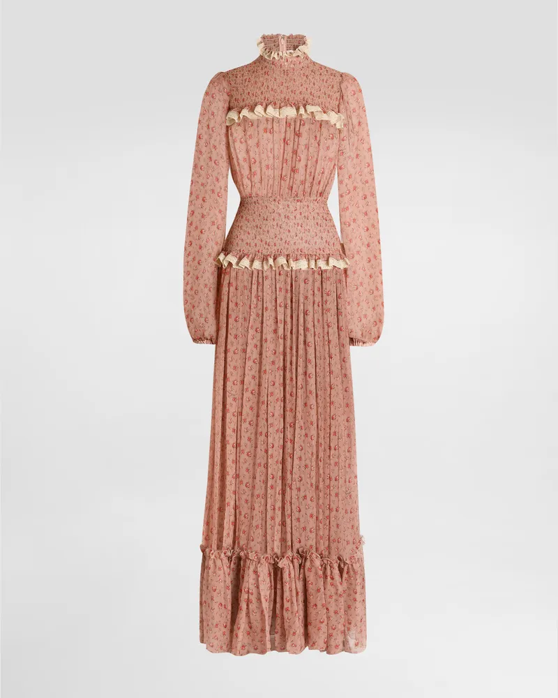 Dolce & Gabbana Small Rose-print Long Chiffon Dress - Frau Kleider Mehrfarbig Mehrfarbig