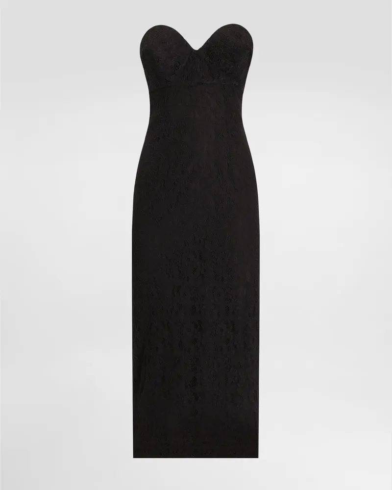 Dolce & Gabbana Trägerloses Kleid Aus Spitze Mit Kegelförmigen Körbchen - Frau Kleider Schwarz Schwarz