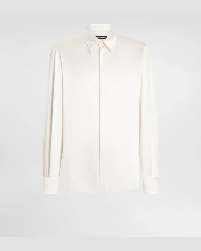 Dolce & Gabbana Hemd Martini Aus Seidensatin - Mann Hemden Wei� Seide Weiss