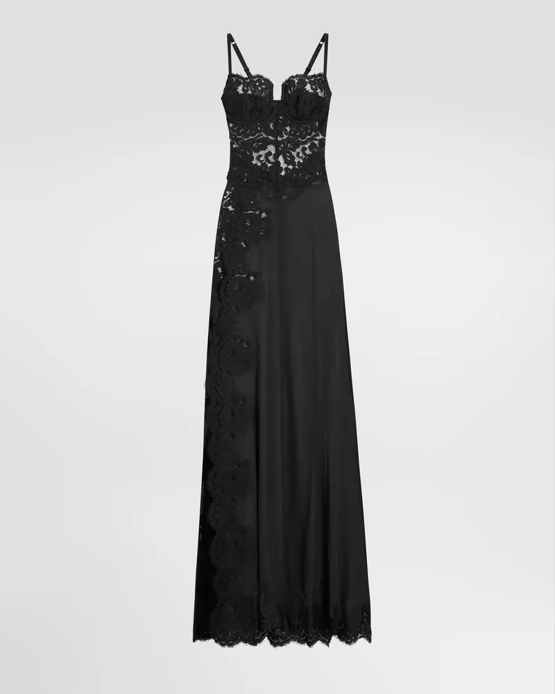 Dolce & Gabbana Kleid Aus Seidentüll - Frau Kleider Schwarz Seide Schwarz