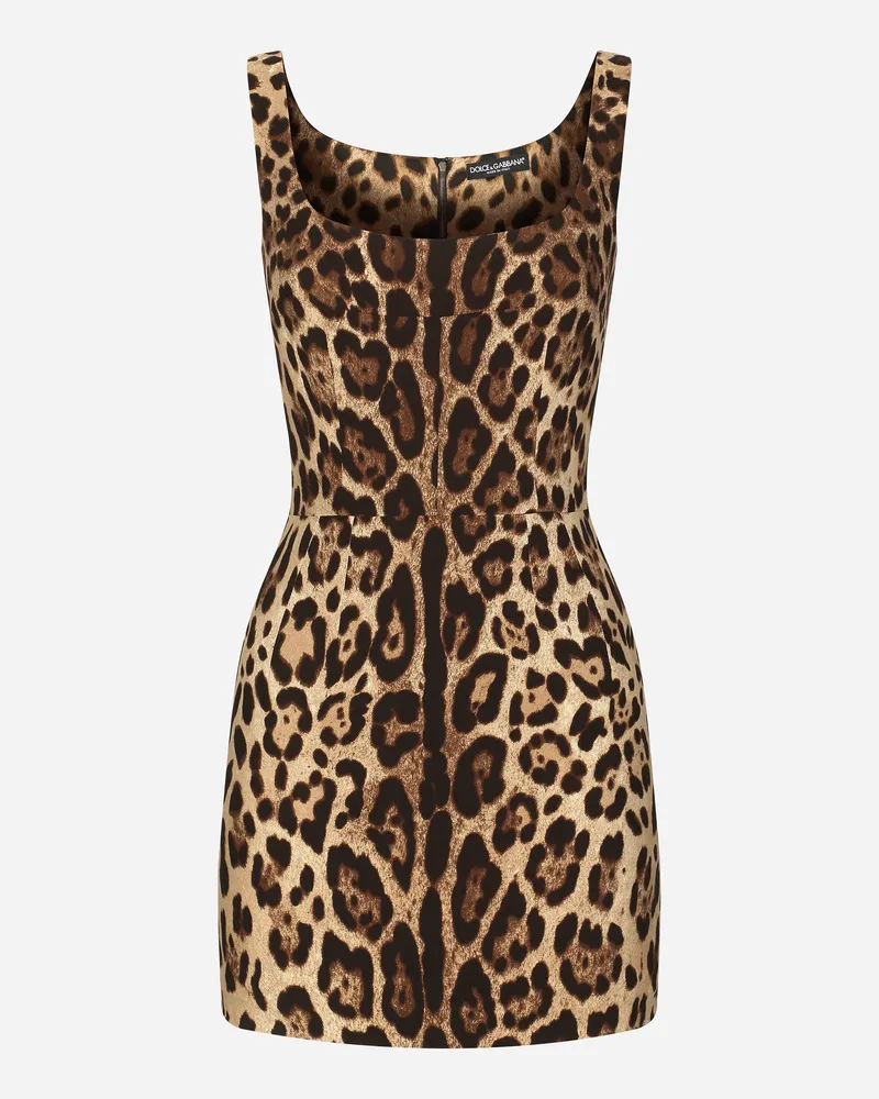 Dolce & Gabbana Short Leopard-print Charmeuse Dress - Frau Kleider Animalprint Seide Animal-print
