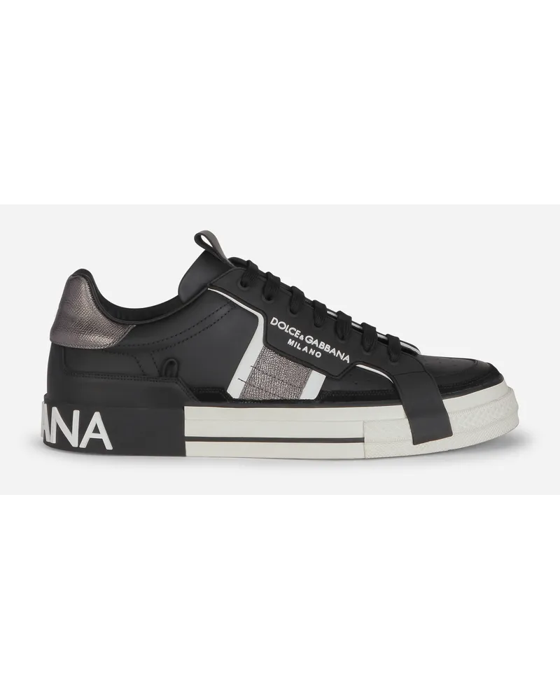 Dolce & Gabbana Calfskin 2.Zero Custom sneakers with contrasting details Schwarz