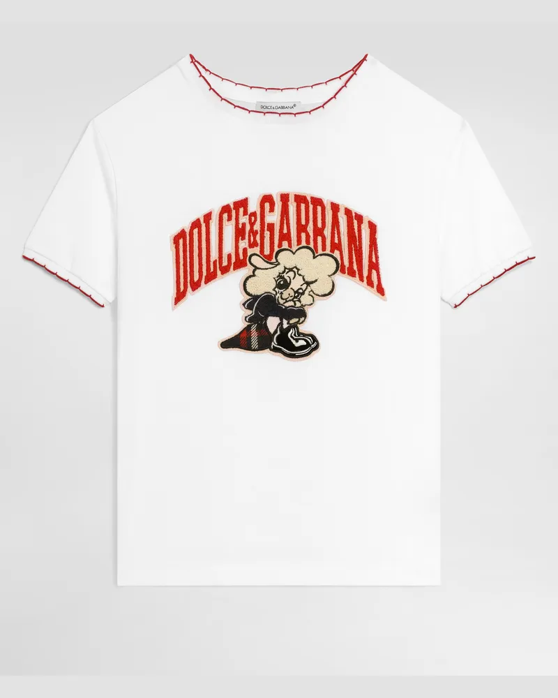 Dolce & Gabbana T-shirt Aus Jersey Mit Logo - Frau Collection Wei Weiss