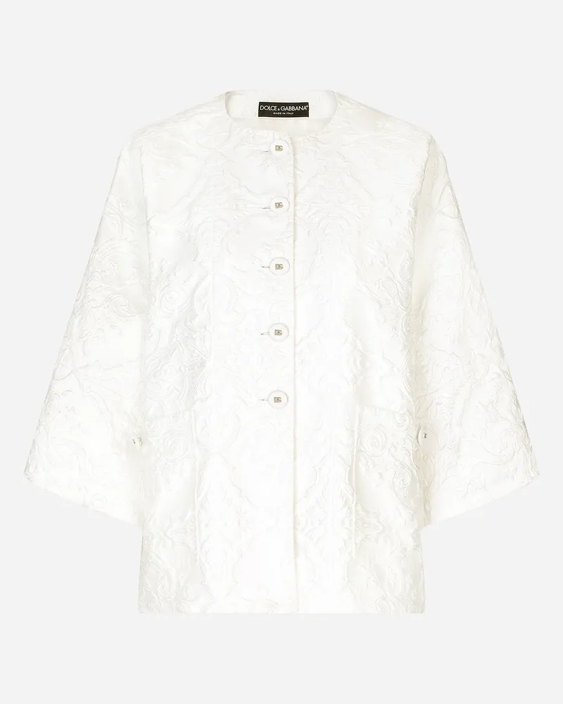 Dolce & Gabbana Jacke Aus Brokat - Frau Blazer Wei� Stoff Weiss